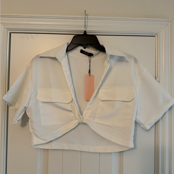 Flap Pocket Twist Hem Shirt - Picture 3 of 4